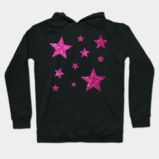 Hot Pink Faux Glitter Stars Hoodie